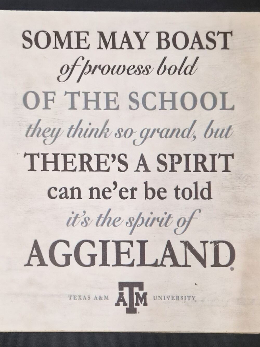 Texas A&M University "SPIRIT Of AGGIELAND" Decorative Sign